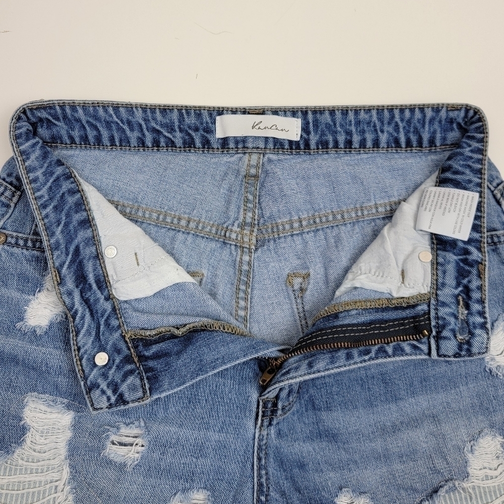 KanCan Renee Distressed High Rise Denim Cut Off Shorts S - Picture 5 of 8